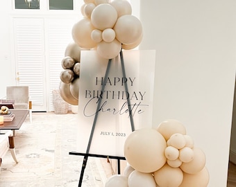 Acrylic Birthday Sign, Hanging Modern Birthday Sign, Modern Birthday Sign, Lucite Birthday Decor, Frosted, White, Black, Acrylic HBD004