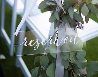 Reserved Sign, Wedding Reserved Sign, Reserved Wedding Sign, Reserved Chair Sign, Reserved Table Sign, Acrylic Wedding Sign RES000-nc