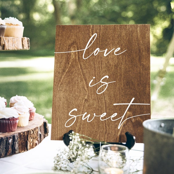 Love is Sweet Wooden Wedding Sign, dessert table sign for wedding, wood wedding signs, rustic wedding decor, modern wood wedding, wood -nc