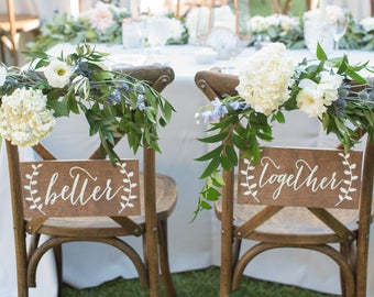 Better Together Chair signs, Mr and Mrs Signs, Mr and Mrs Chair Signs, Mr and Mrs,  Wooden Wedding Signs, Mr Mrs signs, Mr Mrs chair -nc