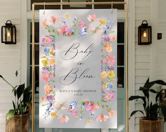 baby shower welcome sign, baby in bloom, baby shower wildflower sign, acrylic welcome sign baby shower, baby shower decor, acrylic SHR017