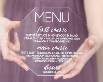 Acrylic Menu, acrylic wedding menus, lucite wedding, wedding menus, acrylic dinner menu, menus, acrylic wedding signs -in