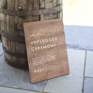 Unplugged wedding sign, unplugged ceremony sign, unplugged ceremony, wedding sign, wood sign, wedding sign, rustic modern decor UNP001-nc