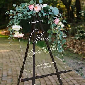 Bridal Shower Welcome Sign, Wedding Shower Sign, Welcome Shower Decor, Shower Welcome Sign, Engagement Party Sign Acrylic Wedding SHR001-c