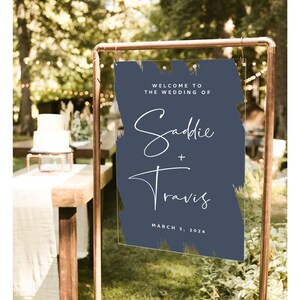 Wedding welcome sign, acrylic wedding sign, wedding signs, acrylic wedding signage, custom acrylic sign, last name, blush green blue WEL041