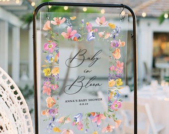 baby shower welcome sign, baby in bloom, baby shower wildflower sign, acrylic welcome sign baby shower, baby shower decor, acrylic SHR017