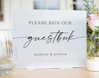 Guestbook Sign, Modern Acrylic Guest Book Sign, Wedding Guestbook sign, lucite guestbook, Please sign our guestbook, acrylic GST009