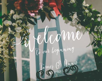 Wedding welcome sign, acrylic wedding sign, wedding signs, acrylic wedding signage, custom acrylic sign, last name, engagement gift WEL022