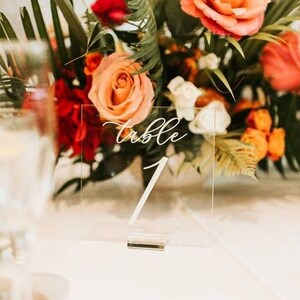 Table numbers, wedding table numbers, acrylic table numbers, lucite table numbers, wedding signs, acrylic wedding signs, lucite NUM000-nc