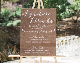 Bar Menu Sign, wedding bar menu, wedding menu sign, bar menu wedding, signature drink sign, signature cocktail sign wooden wedding signs -cp