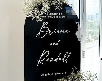 Wedding Welcome Sign, Modern Wedding Sign, Arched Acrylic Wedding Sign, Hashtag, Black acrylic, Modern Wedding Decor, Wedding Acrylic WEL029