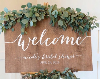 Welcome Sign, Bridal Shower Welcome Sign, Wedding Shower Sign, Baby Shower Welcome Sign, Engagement Party Sign, Wood Wedding Signs, ww1 -c