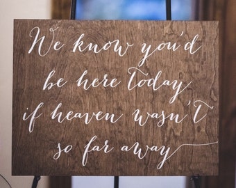 In Loving Memory Sign, Heaven wasn't so far away sign, In loving memory wedding sign, in loving memory, wood wedding sign, wood signs -nc