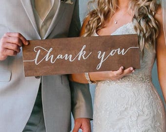 thank you Sign, wedding thank you sign, wood thank you sign, wood wedding thank you sign, Wooden Wedding Signs, Wood -nc