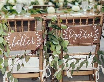 Better Together Chair signs, Mr and Mrs Signs, Mr and Mrs Chair Signs, Mr and Mrs,  Wooden Wedding Signs, Mr Mrs signs, Mr Mrs chair -nc