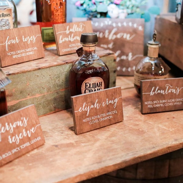 Beverage Food Signs, wood cocktail place cards, wood place cards, appetizer card, beverage card, wood, wood wedding signs -c