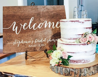 Welcome Sign, Bridal Shower Welcome Sign, Wedding Shower Sign, Baby Shower Welcome Sign, Engagement Party Sign, Wood Wedding Signs, ww1 -c