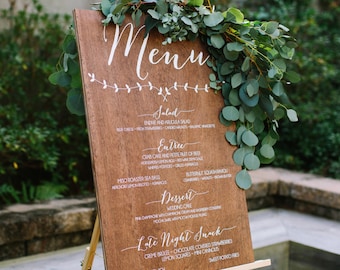 Wedding Menu Sign, wedding dinner menu, menu board, wood menu sign, food sign, bar menu, menu wedding,  wooden wedding signs -cp