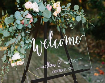 Wedding Welcome Sign - Wedding Signs - Acrylic Wedding Sign - Lucite Wedding Sign - Wedding Signs - Acrylic - Acrylic Wedding Signs WEL000-c