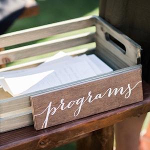 Programs Sign - Wooden Wedding Signs - Wood -nc