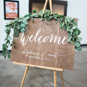 Wedding Welcome Sign, Welcome sign, Wedding Wood Welcome Sign, Wedding sign, Acrylic Wedding Sign, Wood Wedding Sign, Rustic modern WEL000 image 1