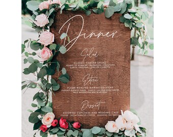 Wedding Menu Sign, wedding dinner menu, menu board, wood menu sign, food sign, bar menu, menu wedding,  wooden wedding signs MEN001