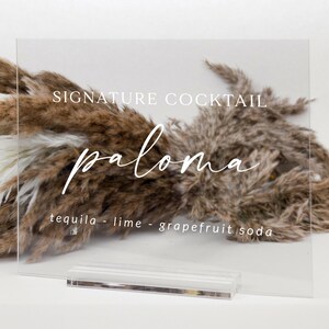Signature cocktail Sign, wedding drinks bar menu, Signature drinks, lucite wedding menu, wedding sign, bar menu, modern wedding decor SIG010