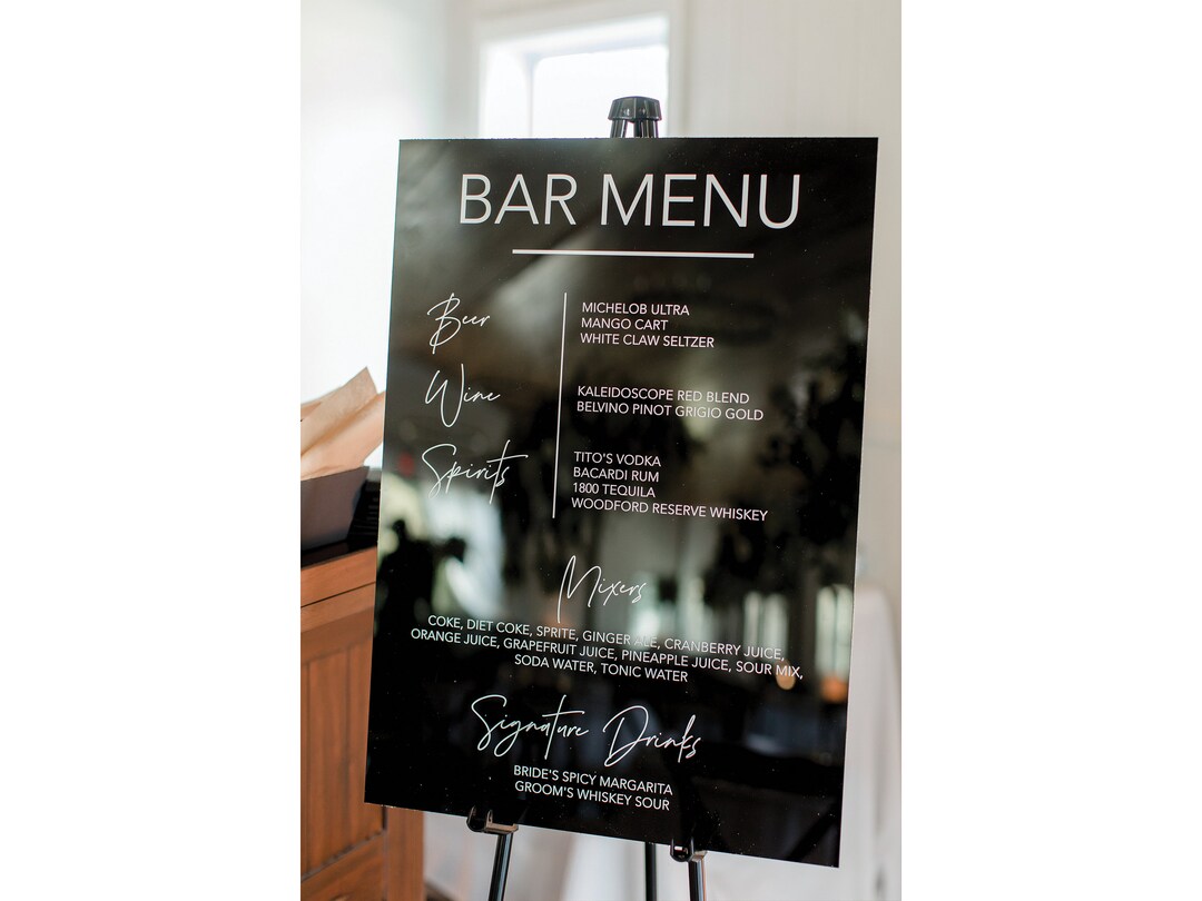 Bar Menu Sign, Wedding Bar Menu, Wedding Menu Sign, Signature Drink ...