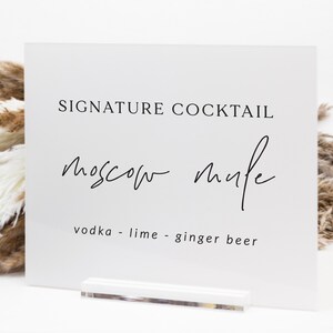 Signature cocktail Sign, wedding drinks bar menu, Signature drinks, lucite wedding menu, wedding sign, bar menu, modern wedding decor SIG009