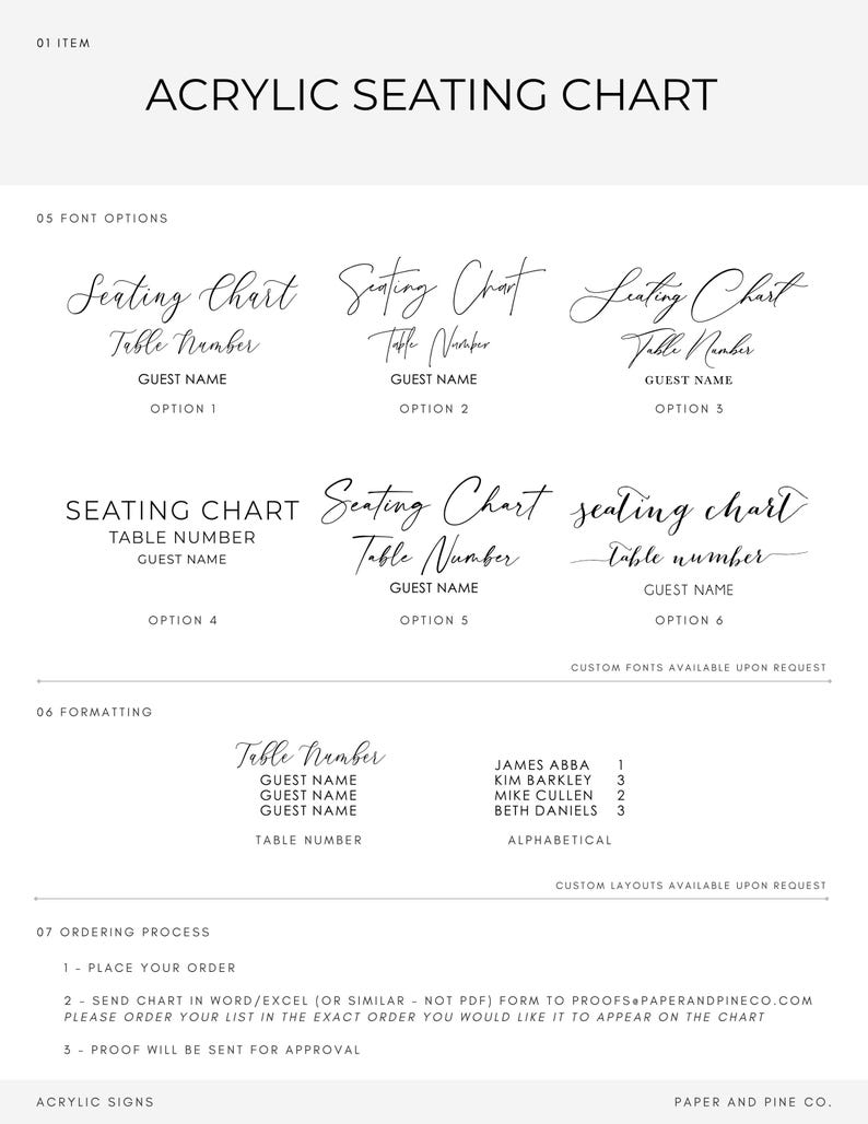 Acrylic Wedding Seating Chart Sign, Personalized Table Assignment image 3