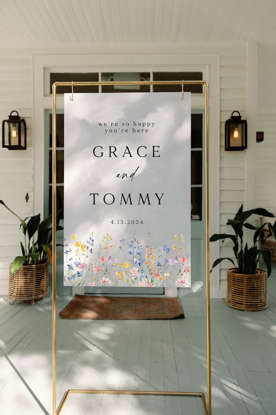 Wedding wildflower welcome sign, acrylic wedding sign, wedding signs, acrylic wedding signage, custom wild flower acrylic sign floral WLD001