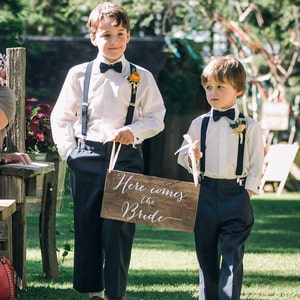 Here comes the bride sign, wedding signs, ringbearer sign, wedding sign, wooden wedding signs, your girl, don&#39;t worry ladies, wood HCB001