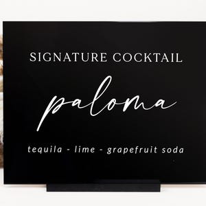 Signature cocktail Sign, wedding drinks bar menu, Signature drinks, lucite wedding menu, wedding sign, bar menu, modern wedding decor SIG010