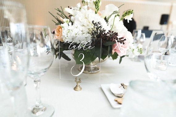Table numbers, wedding table numbers, acrylic table numbers, lucite table numbers, wedding signs, acrylic wedding signs, lucite NUM000-nc