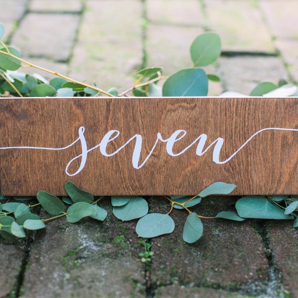 Table numbers for wedding, custom wedding wood table numbers, personalized, rustic, calligraphy, themed table numbers, wood wedding signs-nc