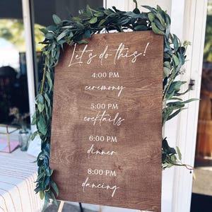 Wedding Schedule Sign, Wood Wedding Timeline Sign, Wedding Order of ...