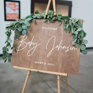 Welcome Sign, Baby Shower Welcome Sign, Baby Shower Sign, Baby Shower Welcome Sign, Party Sign, Wood Wedding Signs, Shower Sign Wood SHR002 image 1