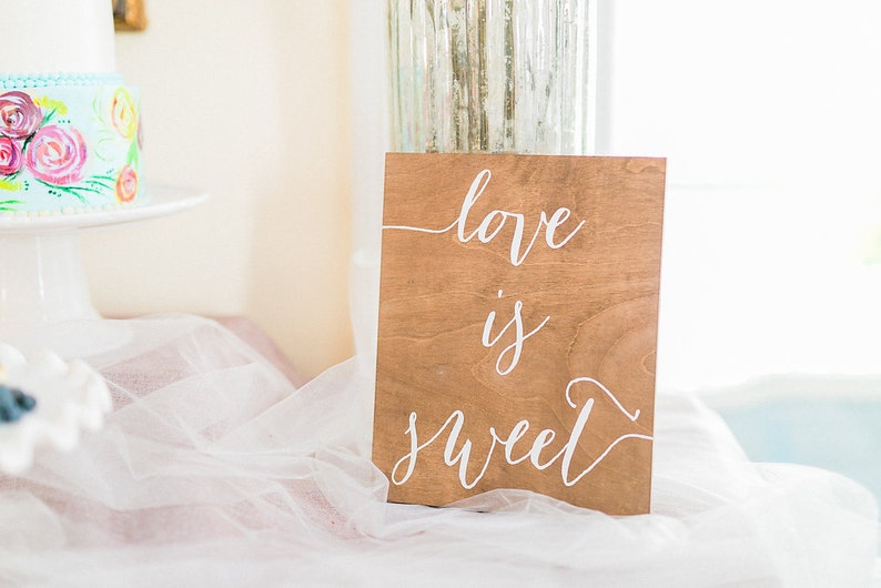 Love is Sweet Wooden Wedding Sign, dessert table sign for wedding, wood wedding signs, rustic wedding decor, modern wood wedding, wood nc image 2