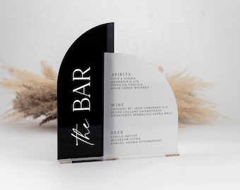 Bar Menu Sign, arch wedding bar menu, wedding menu sign, arched, wedding drinks, signature cocktail wedding sign, custom sign modern DBL01B