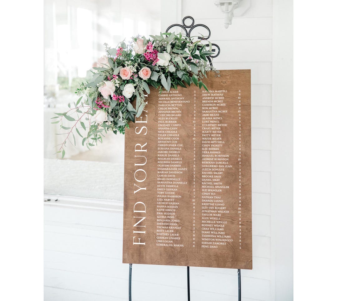 Seating Chart Sign, Table Seating Chart, Wood Wedding Sign, Wedding ...