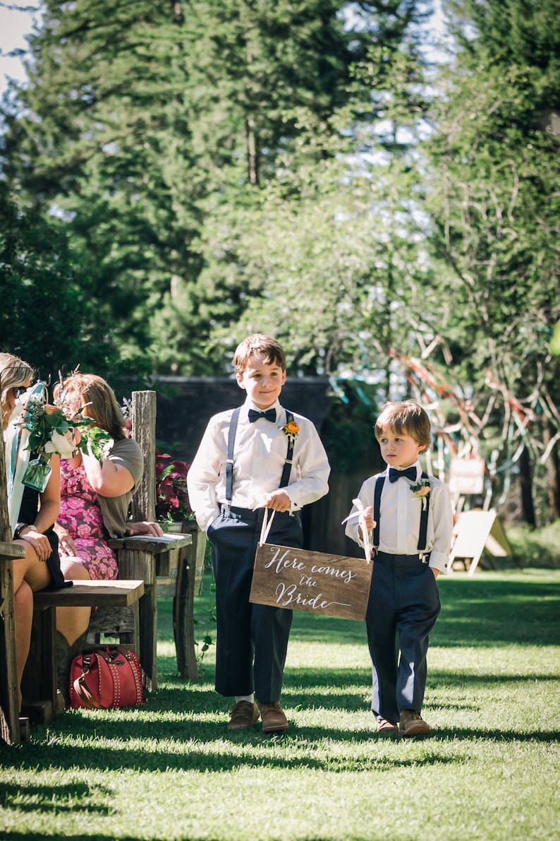 Here comes the Bride Sign, Ringer Bearer, Flower Girl Don't worry ladies, i'm still single Wooden Wedding Signs Wood HCB001 image 3