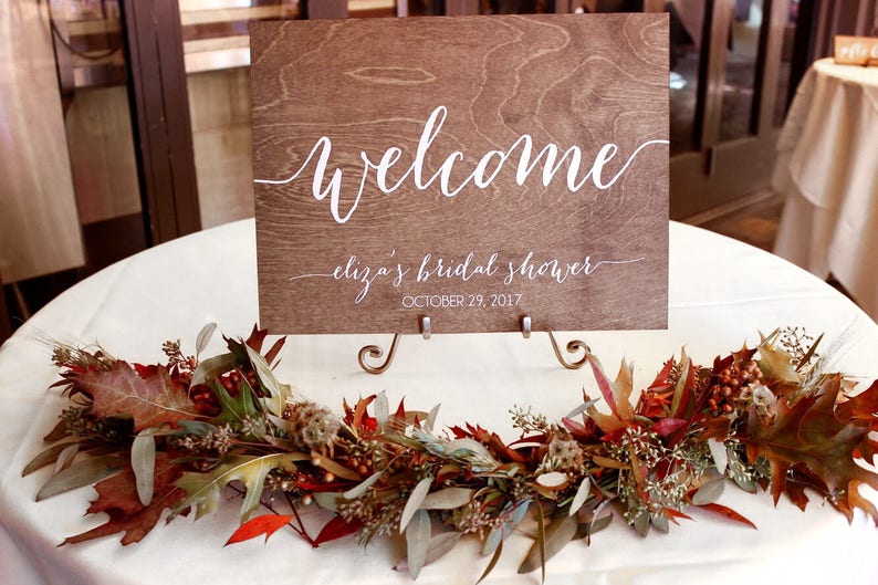 Welcome Sign, Bridal Shower Welcome Sign, Wedding Shower Sign, Baby Shower Welcome Sign, Engagement Party Sign, Wood Wedding Signs, ww1 c image 4