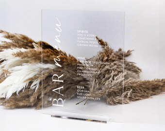 Bar menu sign, acrylic wedding bar menu, signature drink sign, wedding sign, bar menu, modern wedding decor, wedding decor BAR011