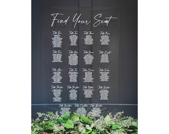 Acrylic Wedding Seating Chart Sign, Modern Decor
