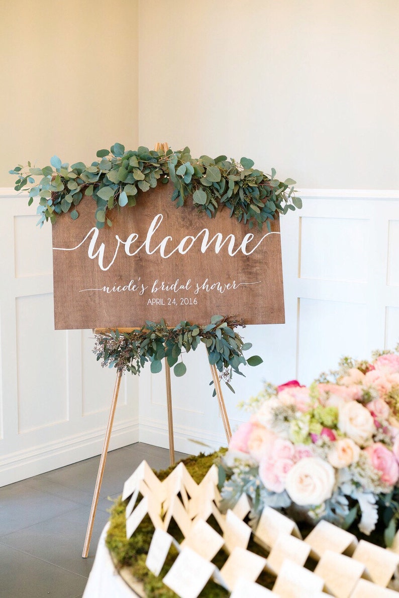 Welcome Sign, Bridal Shower Welcome Sign, Wedding Shower Sign, Baby Shower Welcome Sign, Engagement Party Sign, Wood Wedding Signs, ww1 c image 1