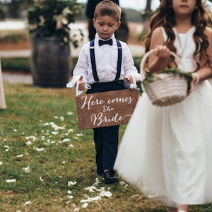 Here comes the bride sign, wedding signs, ringbearer sign, wedding sign, wooden wedding signs, your girl, don't worry ladies, wood HCB001 image 5