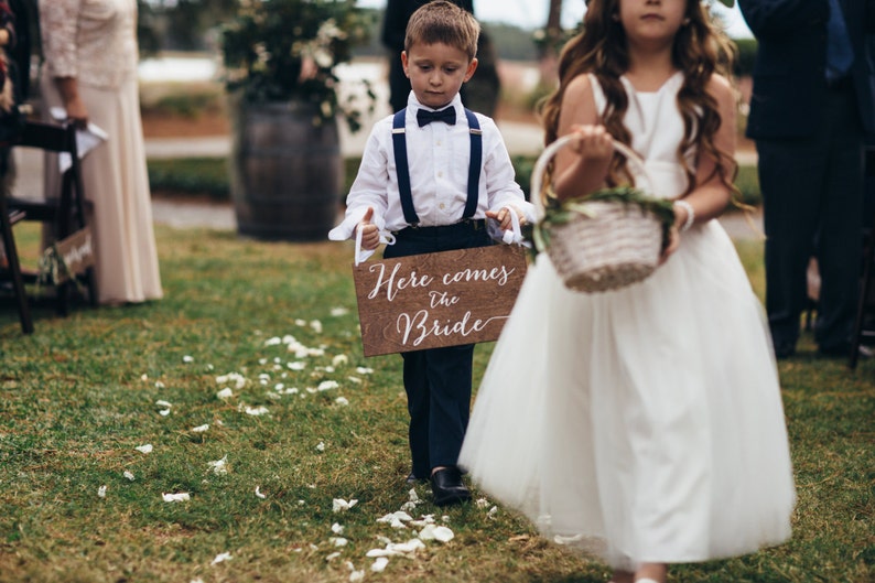 Here comes the bride sign, wedding signs, ringbearer sign, wedding sign, wooden wedding signs, your girl, don't worry ladies, wood HCB001 image 5