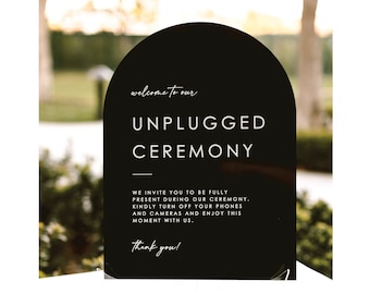 Unplugged wedding sign, acrylic unplugged ceremony sign, arched unplugged wedding, black acrylic sign, wedding acrylic modern UNP001