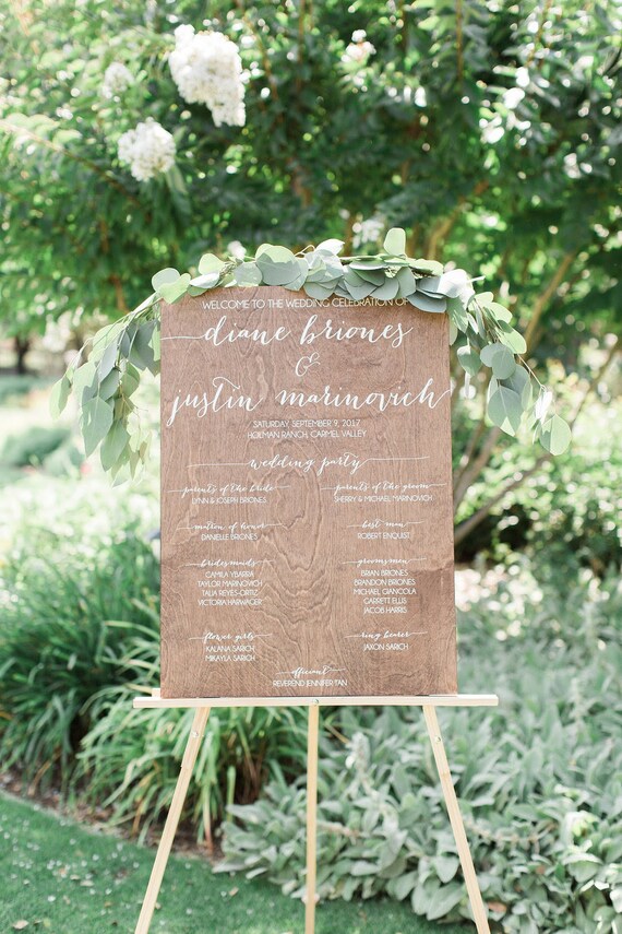 Wedding Program Sign Wood Ceremony Sign Wedding Party Sign Etsy