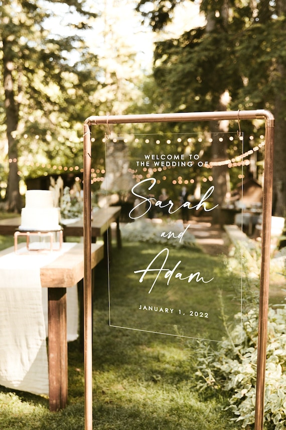 Wedding Welcome Sign, Modern Wedding Sign, Acrylic Wedding Sign, Gold Mirror Wedding Sign, 3D Laser Wedding Signs, Acrylic Wedding WEL012